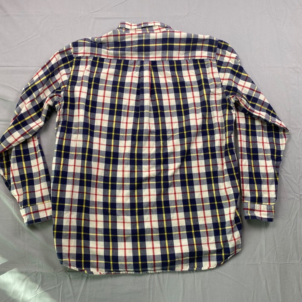 L.L. LL Bean Scotch Plaid Flannel Shirt Mens XL Tall Blue Red Yellow Button Down - Picture 6 of 13